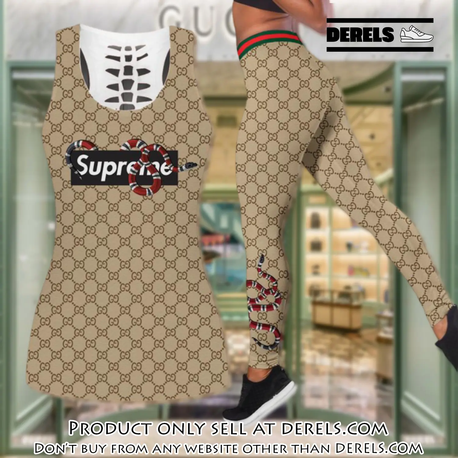 Gucci snake tank top leggings set luxury brand for women yoga gym dr2401950